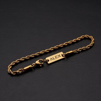 Gold Engravable 3mm Rope Bracelet Unisex, 4 of 12