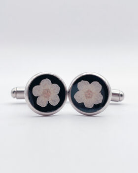 Cufflinks Real Flowers Hand Made Black 10mm, 4 of 9