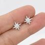 Sparkly Cz Starburst Stud Earrings In Sterling Silver, thumbnail 4 of 11