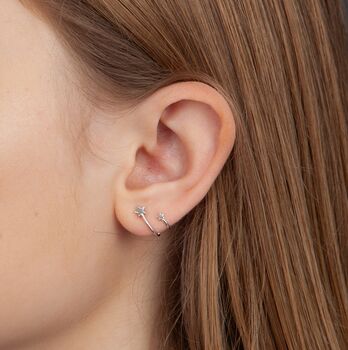 Sterling Silver Twin Stars Earrings Studs, 2 of 4