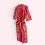 Pink Tiger Print 100% Cotton Dressing Gown, thumbnail 5 of 6