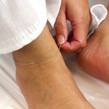 9ct Solid Gold Trace Anklet, 4 of 7