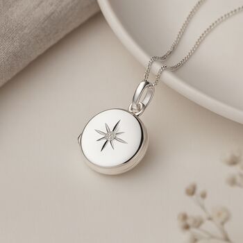 Personalised Sterling Silver April Birthstone Locket – Cubic Zirconia, 5 of 8