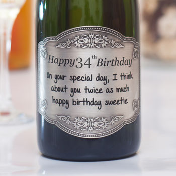 Personalised Birthday Champagne With Pewter Label, 3 of 8