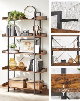 Five Tier Bookcase With Spacious Storage Shelves, 6 of 9