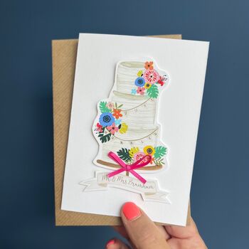 Luxury Personalised Wedding Card With Wedding Cake, 3 of 7