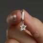 Sterling Silver Tiny Cz Star Huggie Hoop Earrings, thumbnail 2 of 10