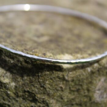 Hammered Bangle With Duo Leaf Charm, 5 of 8