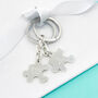 Personalised Couples Silver Jigsaw Puzzle Keyring, thumbnail 1 of 7