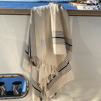 Bodrum Hammam Towel Monochrome Classic Stripe, 10 of 12