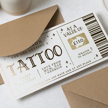 Personalised Tattoo Gift Voucher For Him 21st Birthday, 4 of 9