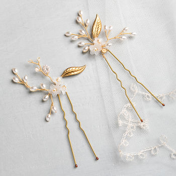Gold And Ivory Pearl Bridal Pins, 2 of 5
