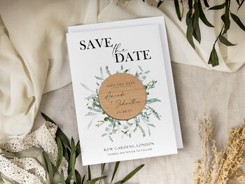 Wedding Save The Date Eucalyptus Cards Magnets, 7 of 9