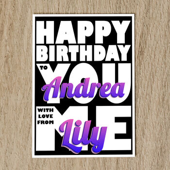 Personalised Names Birthday Card With Message, 7 of 8