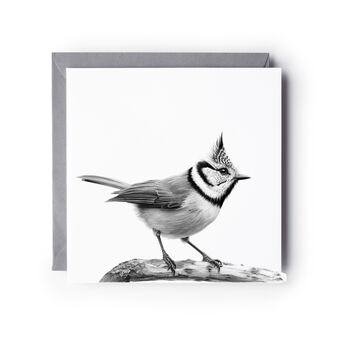 Crested Tit – Hand Drawn Bird Greeting Card Illustration, 2 of 3