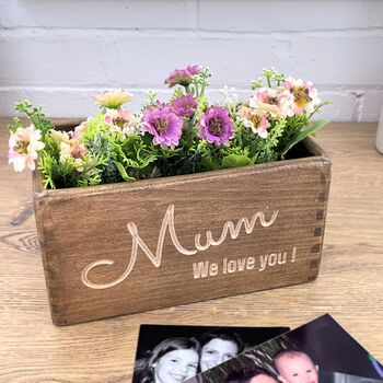 Personalised Mum Wooden Plant Pot, 2 of 6