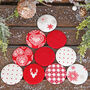 Red Christmas Design Fabric Handbag Mirror, thumbnail 1 of 5