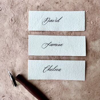 Handmade Cotton Rag Calligraphy Place Cards, 2 of 3