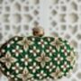 Jordan Oval Green Embroidered Clutch, thumbnail 5 of 7