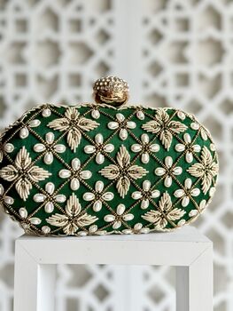 Jordan Oval Green Embroidered Clutch, 5 of 7