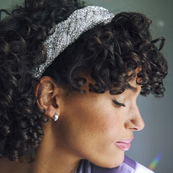 Silver Tinsel Sparkle Braided Headband, 3 of 5