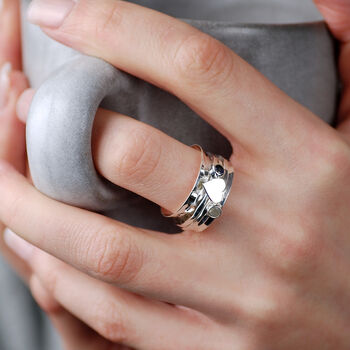 Cherish Silver Heart Moonstone Spinning Ring, 2 of 10