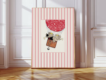 Babar The Elephant Pink Set Of Two Art Prints, 3 of 3