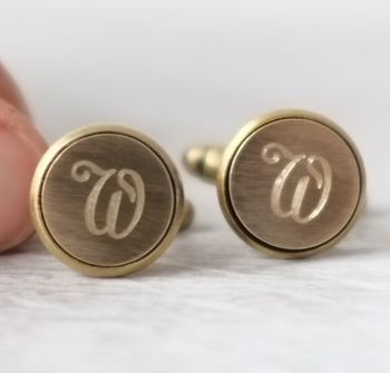 Personalised Solid Brass Initial Cufflinks, 2 of 8