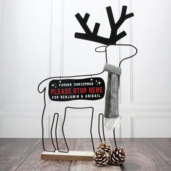 Personalised Reindeer Christmas Sign Santa Stop Here, 3 of 4