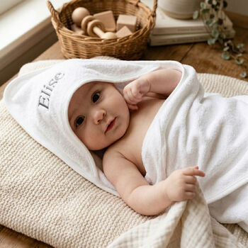 Personalised White Hooded Baby Towel, 2 of 8