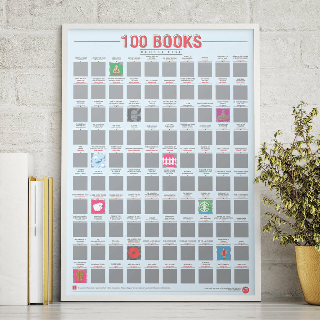 100 Books Scratch Bucket List Poster By All Things Brighton Beautiful 100 Books Scratch Bucket List Poster By All Things Brighton Beautiful