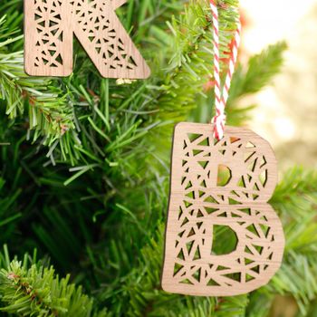 Walnut Christmas Tree Wood Letter Xmas Decoration, 4 of 7