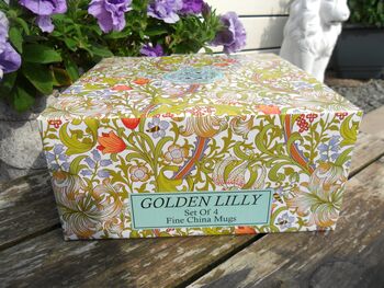 Set Of Four Gift Boxed Palace Mugs In William Morris Golden Lily Design, 5 of 12