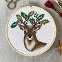 Holly Deer Cross Stitch Embroidery Kit, thumbnail 1 of 3