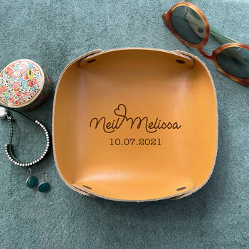 Personalised Genuine Leather Tray, Keyring, 3 of 11