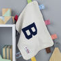 Navy Knitted Initial Comfort Blanket, thumbnail 1 of 2