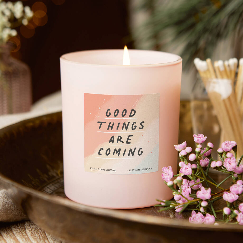 Good Things Are Coming Pink Affirmation Candle, 1 of 8