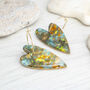Ancient Forest Heart Hoop Opal Polymer Clay Dangly Earrings, thumbnail 1 of 5
