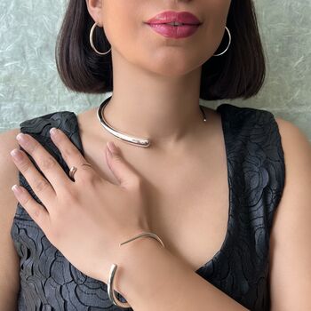 Sterling Silver Simple Half Hoop Earrings, 3 of 4