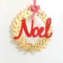 Noel Gold Hanging Christmas Wreath, thumbnail 2 of 3