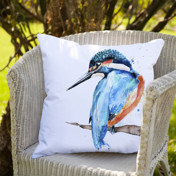 Inky Kingfisher Outdoor Cushion For Garden Furniture, 9 of 9