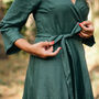 Long Linen Wrap Dress With Long Sleeves, thumbnail 5 of 11