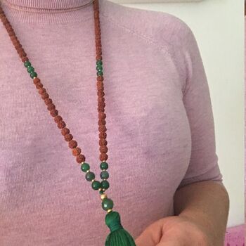 I Am Kind Green Onyx Mala Necklace Yoga Gift, 2 of 9