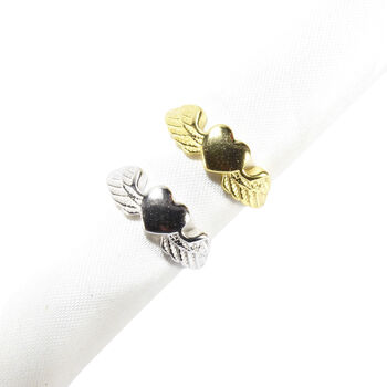 Heart Wing Signet Rings, Gold Vermeil 925 Silver, 7 of 10