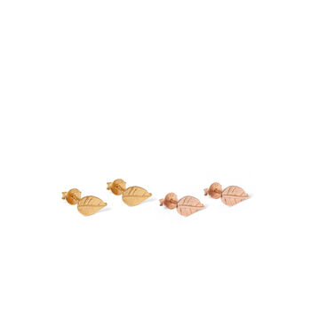 Leaf Stud Earrings Gold Vermeil, 4 of 6