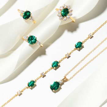 Emerald Pendant Necklace In Sterling Silver And Gold, 7 of 12