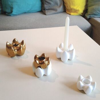 Set Of Three Sml Porcelain Candle Holders, 2 of 8