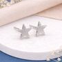 Sterling Silver Textured Star Stud Earrings – 8mm, thumbnail 1 of 11
