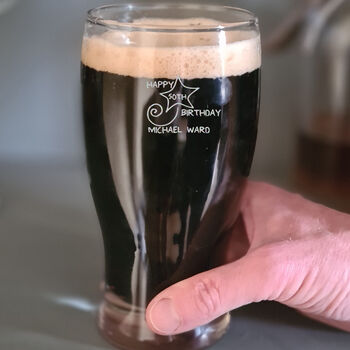 50th Birthday Gift Shooting Star Engraved Pint Glass, 5 of 11