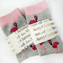 Personalised Christmas Flamingo Bamboo Socks With Gold Foil Label, thumbnail 5 of 12